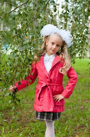 Schoolgirl dressed in a birch forest Stock Photo - Budget Royalty-Free & Subscription, Code: 400-06420472