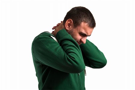 Young man with a pain in the neck isolated on white Stock Photo - Budget Royalty-Free & Subscription, Code: 400-06420664