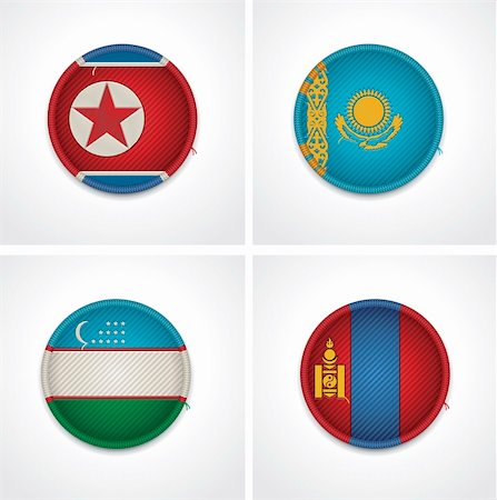 simsearch:400-06420740,k - Set of detailed textile badges representing country flags of Asia Stock Photo - Budget Royalty-Free & Subscription, Code: 400-06420746