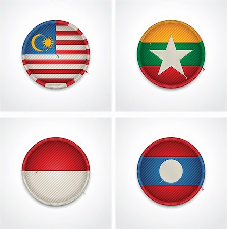 simsearch:400-06420740,k - Set of detailed textile badges representing country flags of Asia Stock Photo - Budget Royalty-Free & Subscription, Code: 400-06420750