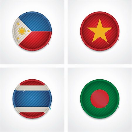 simsearch:400-06420740,k - Set of detailed textile badges representing country flags of Asia Stock Photo - Budget Royalty-Free & Subscription, Code: 400-06420751