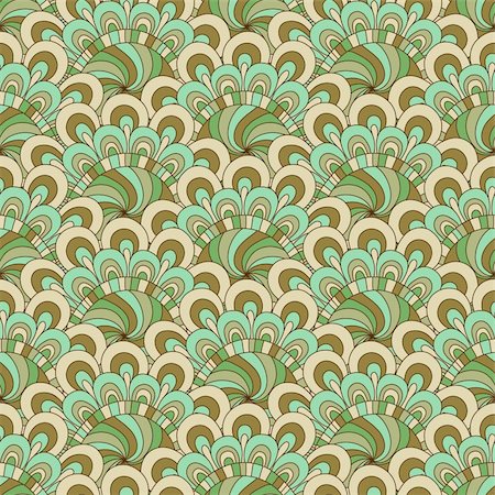 simsearch:400-06080425,k - Pastel green-brown seamless background with vintage flowers (vector) Stock Photo - Budget Royalty-Free & Subscription, Code: 400-06420954