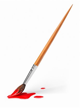 art brush with red paint 3d-illustration isolated on white background Stock Photo - Budget Royalty-Free & Subscription, Code: 400-06421291