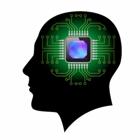 engineering circuit illustration - Printed circuit board brain. Illustration on white Stock Photo - Budget Royalty-Free & Subscription, Code: 400-06421468