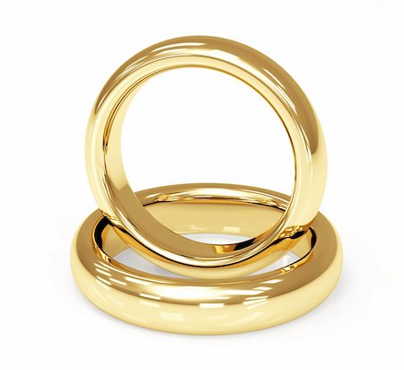 simsearch:400-06061555,k - Deux 3d gold wedding ring. Objets over white Photographie de stock - Aubaine LD & Abonnement, Code: 400-06421566
