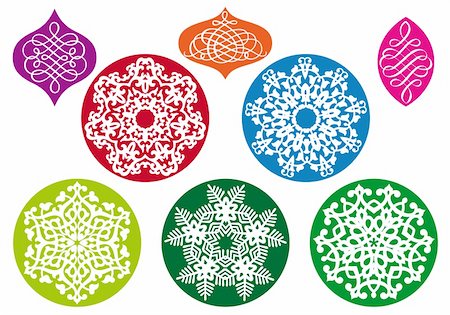 simsearch:400-04654192,k - Christmas balls with snowflake pattern, vector design elements Foto de stock - Super Valor sin royalties y Suscripción, Código: 400-06421833