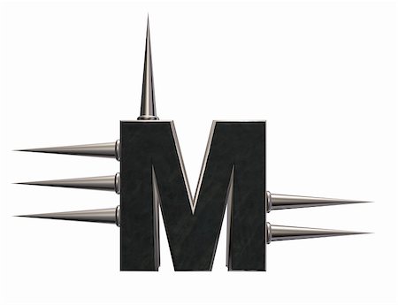 simsearch:400-06421942,k - letter m with metal prickles on white background - 3d illustration Stock Photo - Budget Royalty-Free & Subscription, Code: 400-06421933