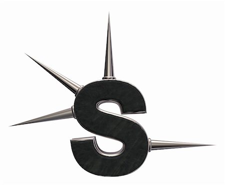 simsearch:400-06421942,k - letter s with metal prickles on white background - 3d illustration Stock Photo - Budget Royalty-Free & Subscription, Code: 400-06421948