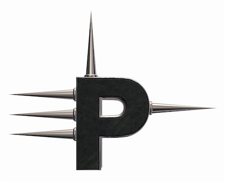 simsearch:400-04658415,k - letter p with metal prickles on white background - 3d illustration Foto de stock - Royalty-Free Super Valor e Assinatura, Número: 400-06421941