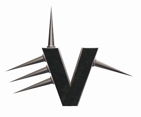 simsearch:400-06529674,k - letter v with metal prickles on white background - 3d illustration Foto de stock - Super Valor sin royalties y Suscripción, Código: 400-06421954