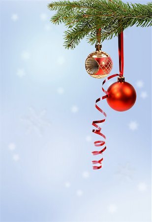 simsearch:400-04264886,k - christmas background with baubles and christmas tree Foto de stock - Royalty-Free Super Valor e Assinatura, Número: 400-06421964