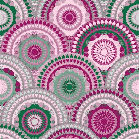 pattern arabic circles - Colorful vintage vivid seamless pattern with circles (vector) Stock Photo - Budget Royalty-Free & Subscription, Code: 400-06422561