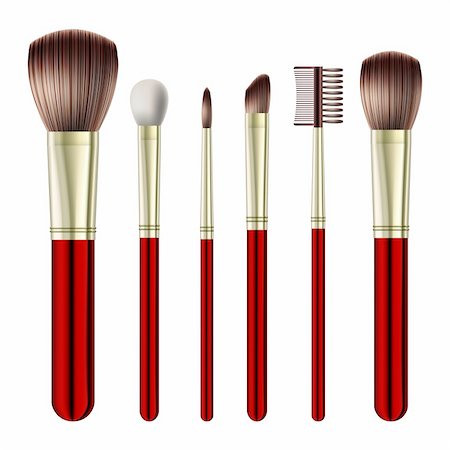 Set of makeup brushes on white background. Vector illustration Stock Photo - Budget Royalty-Free & Subscription, Code: 400-06422562