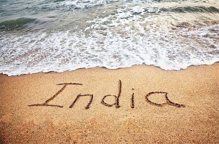 India title on the sand beach near the ocean Stock Photo - Budget Royalty-Free & Subscription, Code: 400-06422570
