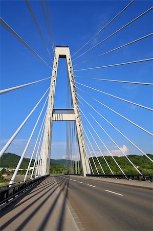 White cable-stayed bridge over the Sorachi river in Asibetsu, Japan. Stock Photo - Budget Royalty-Free & Subscription, Code: 400-06422628