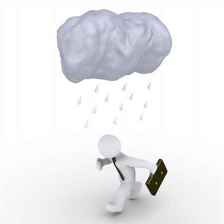 simsearch:400-07338104,k - 3d image of a cloud and raindrops over a running businessman Stock Photo - Budget Royalty-Free & Subscription, Code: 400-06422684