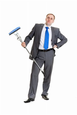 swab - Businessman in a gray suit with a blue mop Stock Photo - Budget Royalty-Free & Subscription, Code: 400-06422704