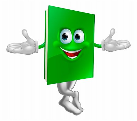 simsearch:400-06791375,k - Cartoon book mascot smiling with crossed legs and hands out Stock Photo - Budget Royalty-Free & Subscription, Code: 400-06423134