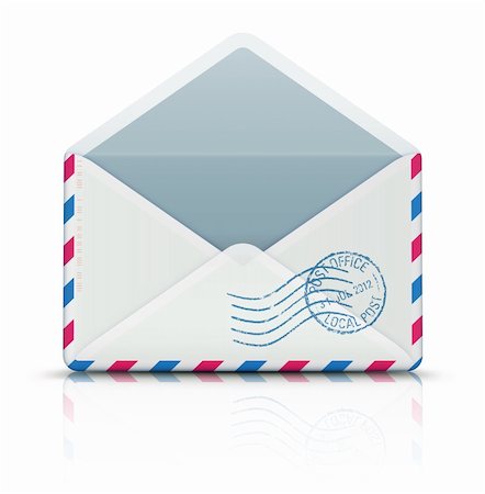 Vector illustration of open blank airmail envelope with rubber stamp Stock Photo - Budget Royalty-Free & Subscription, Code: 400-06423257