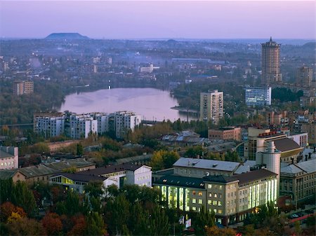 picture night wet street scene - evening landscape over the city of Donetsk light mist Stock Photo - Budget Royalty-Free & Subscription, Code: 400-06423404