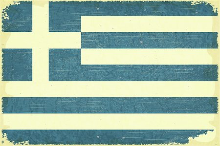 Grunge-Poster - griechische Flagge im Retro-Stil - Vektor-illustration Stockbilder - Microstock & Abonnement, Bildnummer: 400-06423411