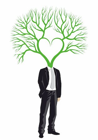 Businessman with green tree head, vector illustration Stock Photo - Budget Royalty-Free & Subscription, Code: 400-06423520