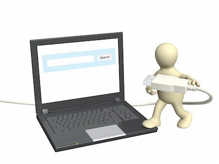 simsearch:400-04191257,k - 3d puppet with laptop and usb cable. Isolated over white Stock Photo - Budget Royalty-Free & Subscription, Code: 400-06423997