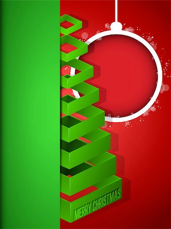 simsearch:400-06423062,k - Vector - Joyeux Noël bonne année balle sur fond rouge Photographie de stock - Aubaine LD & Abonnement, Code: 400-06430088