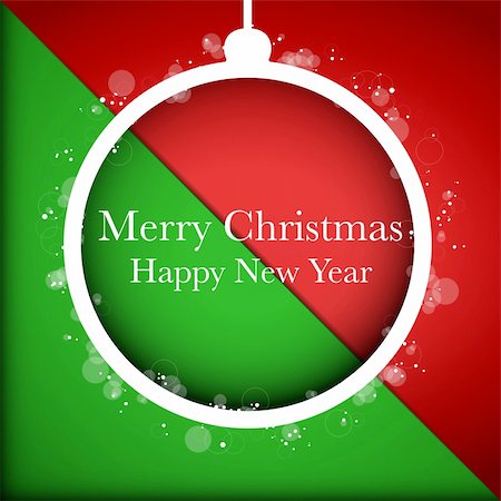 simsearch:400-07824858,k - Vector - Merry Christmas Happy New Year Ball on Red Background Stock Photo - Budget Royalty-Free & Subscription, Code: 400-06430089