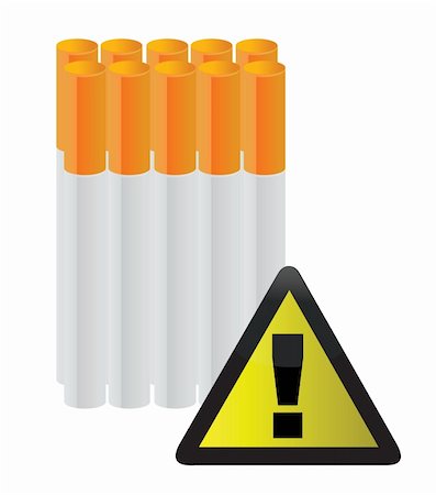 cigarettes behind a warning sign illustration design over white Stock Photo - Budget Royalty-Free & Subscription, Code: 400-06430147