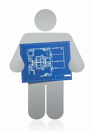 engineers vectors 3d - icon holding a blueprint illustration design over a white background Stock Photo - Budget Royalty-Free & Subscription, Code: 400-06430158