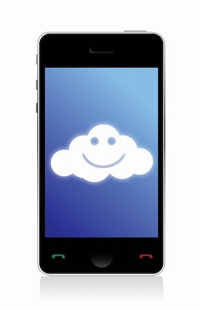 simsearch:400-08107657,k - phone connected to a happy cloud illustration design over white Foto de stock - Super Valor sin royalties y Suscripción, Código: 400-06430167