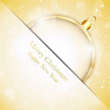 simsearch:400-05199885,k - Vector - Merry Christmas Happy New Year Ball Golden with Stars and Snowflakes Foto de stock - Royalty-Free Super Valor e Assinatura, Número: 400-06430204