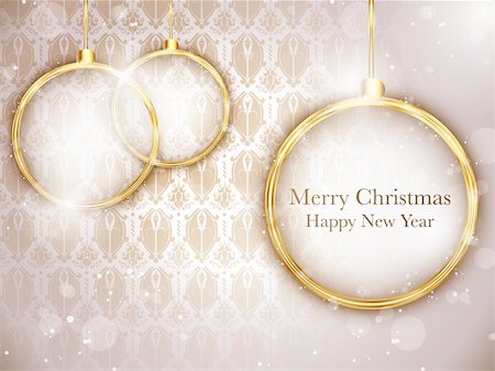 simsearch:400-06423540,k - Vector - Joyeux Noël or boules avec fond rétro Photographie de stock - Aubaine LD & Abonnement, Code: 400-06430202