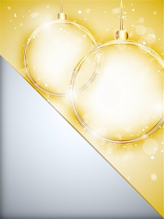 simsearch:400-06473585,k - Vector - Merry Christmas Happy New Year Ball Golden with Stars and Snowflakes Fotografie stock - Microstock e Abbonamento, Codice: 400-06430203