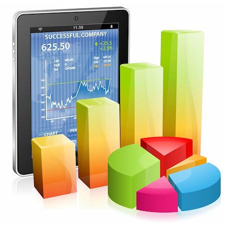 simsearch:400-07295043,k - Financial Concept Make Money on the Internet with Tablet PC (Stock Market Application) and Graph, icon isolated on white, vector Foto de stock - Super Valor sin royalties y Suscripción, Código: 400-06430307