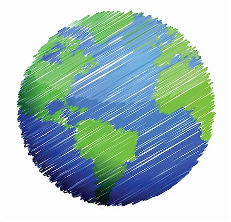 earth sketch illustration design over a white background Stock Photo - Budget Royalty-Free & Subscription, Code: 400-06430336