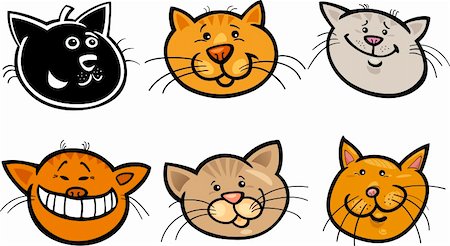 simsearch:400-09095576,k - Cartoon Illustration of Different Happy Cats ot Kittens Heads Collection Set Foto de stock - Super Valor sin royalties y Suscripción, Código: 400-06430499