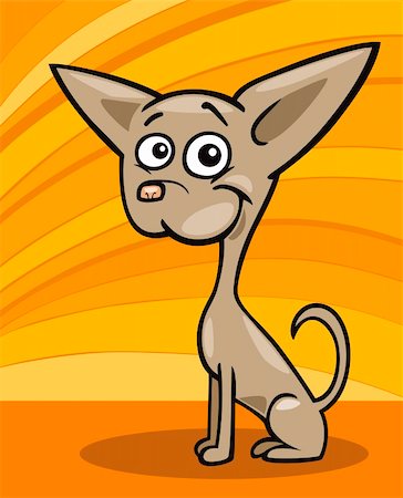 simsearch:400-06356130,k - Cartoon-Illustration der lustige Rassehund Chihuahua vor gelbem Hintergrund Stockbilder - Microstock & Abonnement, Bildnummer: 400-06430508