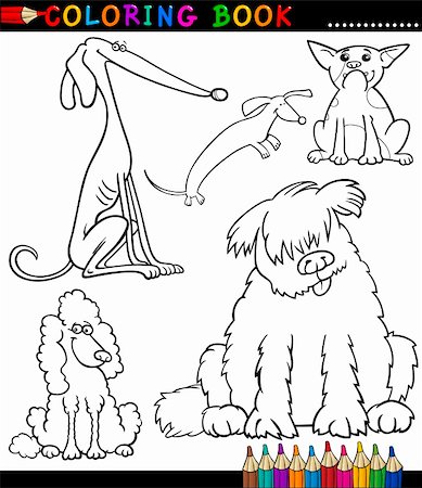 simsearch:400-06408830,k - Coloring Book or Page Cartoon Illustration of Funny Dogs or Puppies for Kids Stock Photo - Budget Royalty-Free & Subscription, Code: 400-06430518