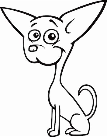 sitting colouring cartoon - Cartoon Illustration of Funny Purebred Chihuahua Dog for Coloring Book Stock Photo - Budget Royalty-Free & Subscription, Code: 400-06430510