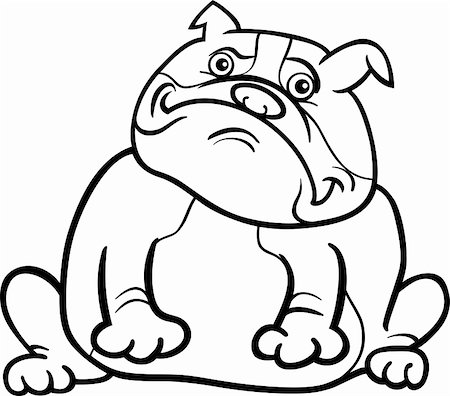 sitting colouring cartoon - Cartoon Illustration of Funny Purebred English Bulldog Dog for Coloring Book Stock Photo - Budget Royalty-Free & Subscription, Code: 400-06430531