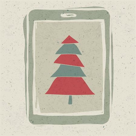Xmas tree on tablet device screen, technology concept vector, EPS10. Stock Photo - Budget Royalty-Free & Subscription, Code: 400-06430566