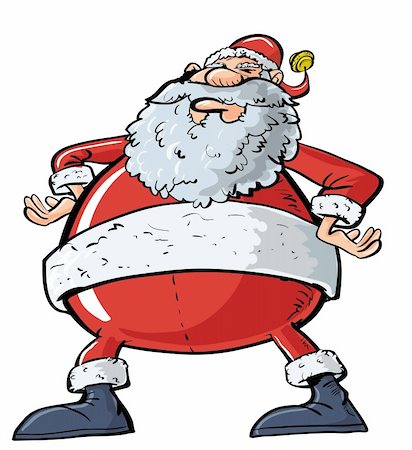 Cartoon Santa with a big belly. Isolated on white Fotografie stock - Microstock e Abbonamento, Codice: 400-06430586