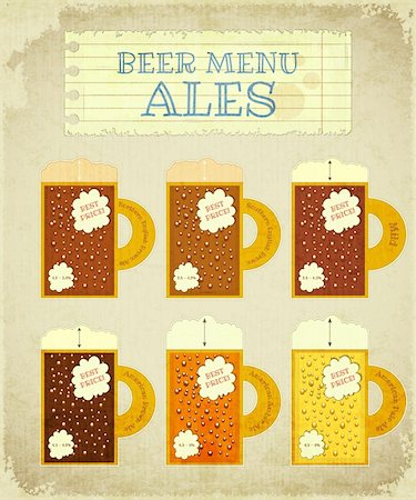 Vintage Beer Card. Ales with place for Price, lettering type of beer and strength - alcohol content. Vector Illustration. Stock Photo - Budget Royalty-Free & Subscription, Code: 400-06430600