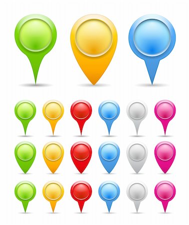 simsearch:400-07054484,k - Set of blank map pins, vector eps10 illustration Stock Photo - Budget Royalty-Free & Subscription, Code: 400-06430998