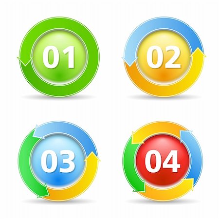 Buttons with circular arrows and numbers, vector eps10 illustration Stock Photo - Budget Royalty-Free & Subscription, Code: 400-06431004