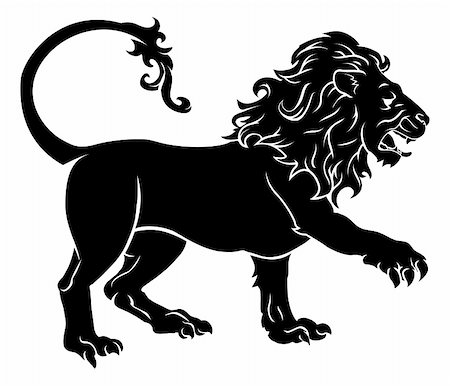 Une illustration d'un lion stylisé noir peut-être un lion tatouage Photographie de stock - Aubaine LD & Abonnement, Code: 400-06431098