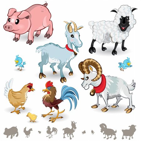 simsearch:400-04351992,k - An Illustration of Farm Animals Collection Set.  Useful As Icon, Illustration And Background For Farming  Theme. Stock Photo - Budget Royalty-Free & Subscription, Code: 400-06431119
