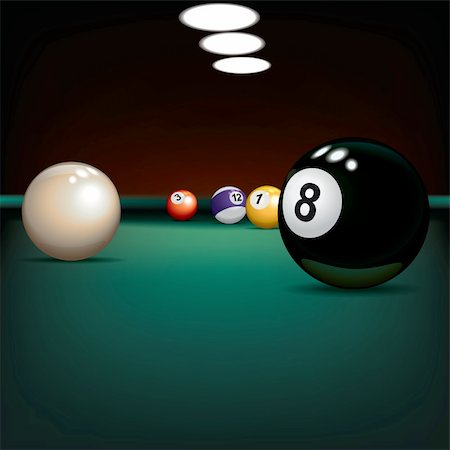 pool hall - game illustration with billiard balls on green cloth Stock Photo - Budget Royalty-Free & Subscription, Code: 400-06454013